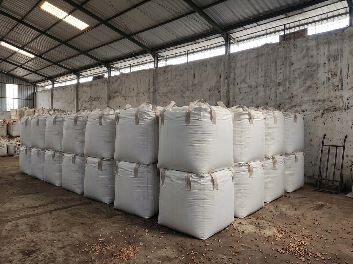 Wood pellets prepared and staged for export loading