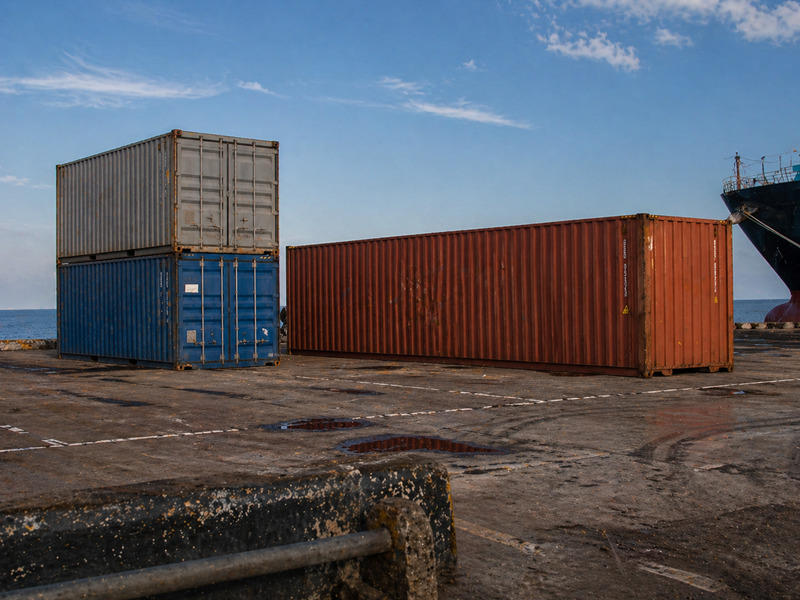 Loaded export container at Indonesian port, documentation complete, ready for departure